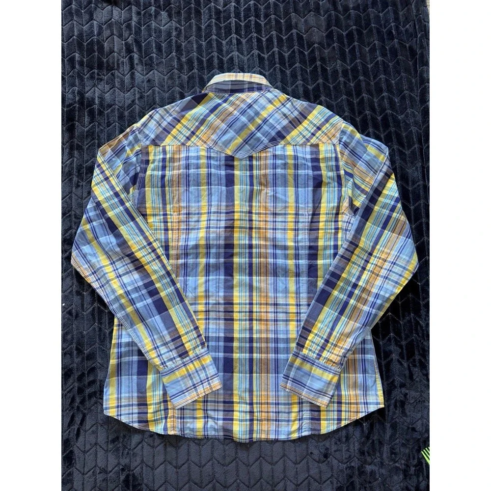 True Religion Mens Long Sleeve Paid Western Cotton Pearl Snap Size 3XL‎
